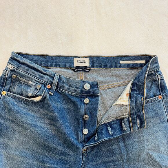 Citizens of Humanity Women’s Emerson Button Fly Cropped Distressed Jeans Size 28 - Picture 3 of 10